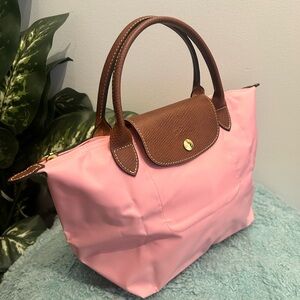 Longchamp Le Pliage Handbag M Pink and Brown